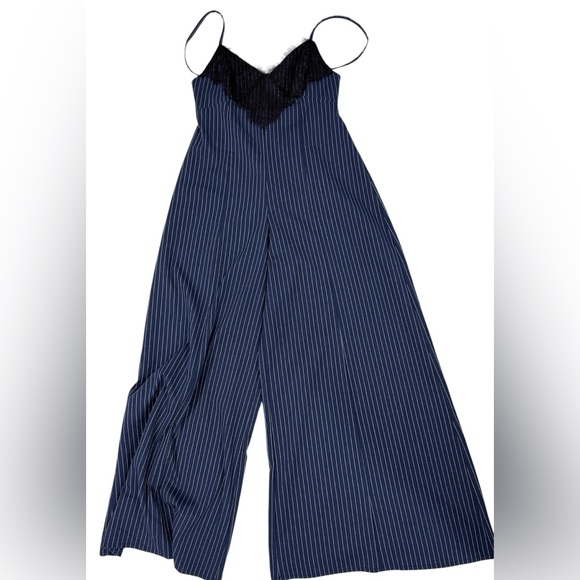 FREE PEOPLE Navy Black and white stripes Womens Jumpsuit Size S - Picture 3 of 14